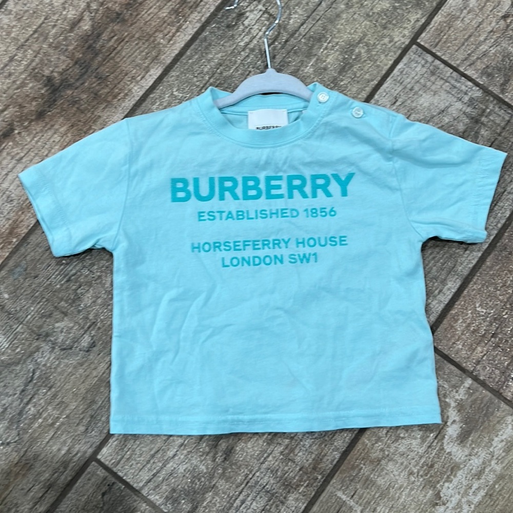 Burberry Logo Baby T-Shirt Turquoise Size 12mth
